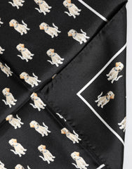 Dolce & Gabbana Black Dog Print Square Handkerchief Scarf