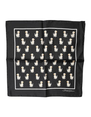 Dolce & Gabbana Black Dog Print Square Handkerchief Scarf