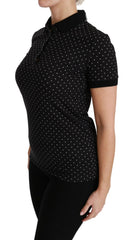 Dolce & Gabbana Black Dotted Collared Polo Shirt Cotton Top - Polos