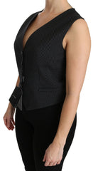 Dolce & Gabbana Black Dotted Waistcoat Vest Blouse Top - IT42|M - Tank Tops