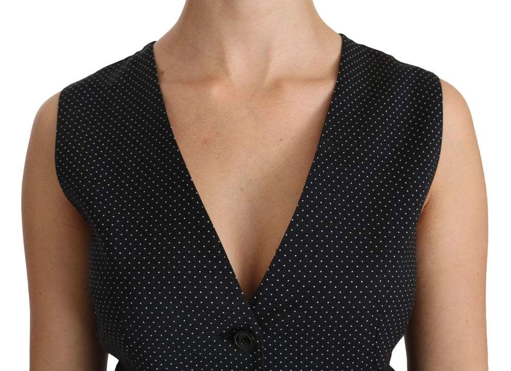 Dolce & Gabbana Black Dotted Waistcoat Vest Blouse Top - IT42|M - Tank Tops