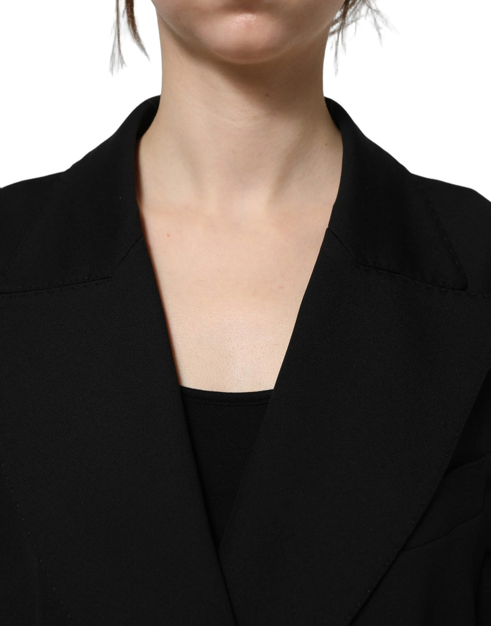 Dolce & Gabbana Black Double Breasted Crepe Blazer Jacket - IT44 | L