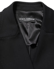 Dolce & Gabbana Black Double Breasted Crepe Blazer Jacket - IT44 | L