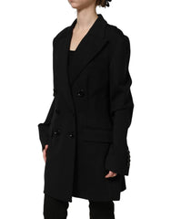 Dolce & Gabbana Black Double Breasted Crepe Blazer Jacket - IT44 | L