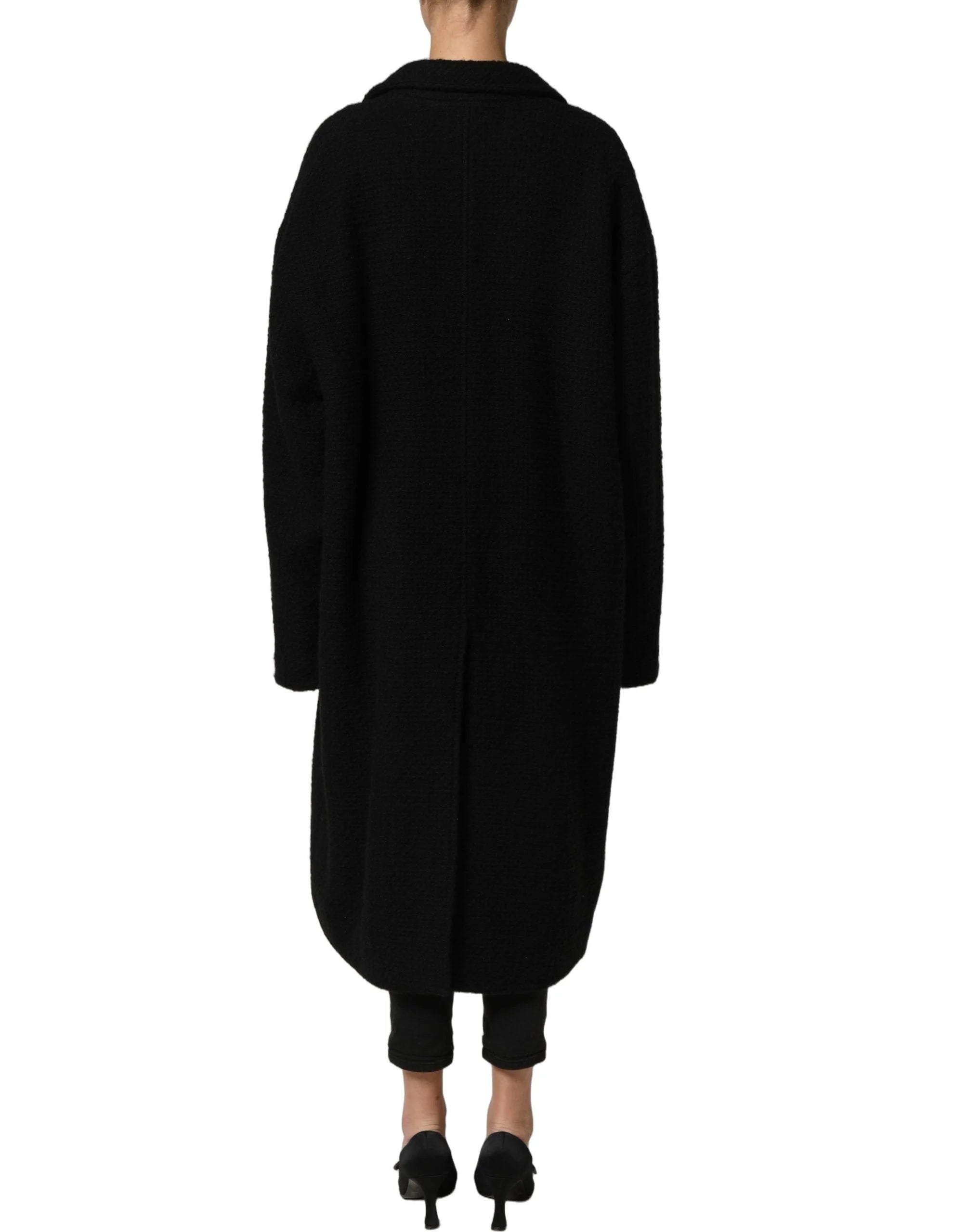 Dolce & Gabbana Black Double Breasted Men Trench Coat Jacket - IT40|S