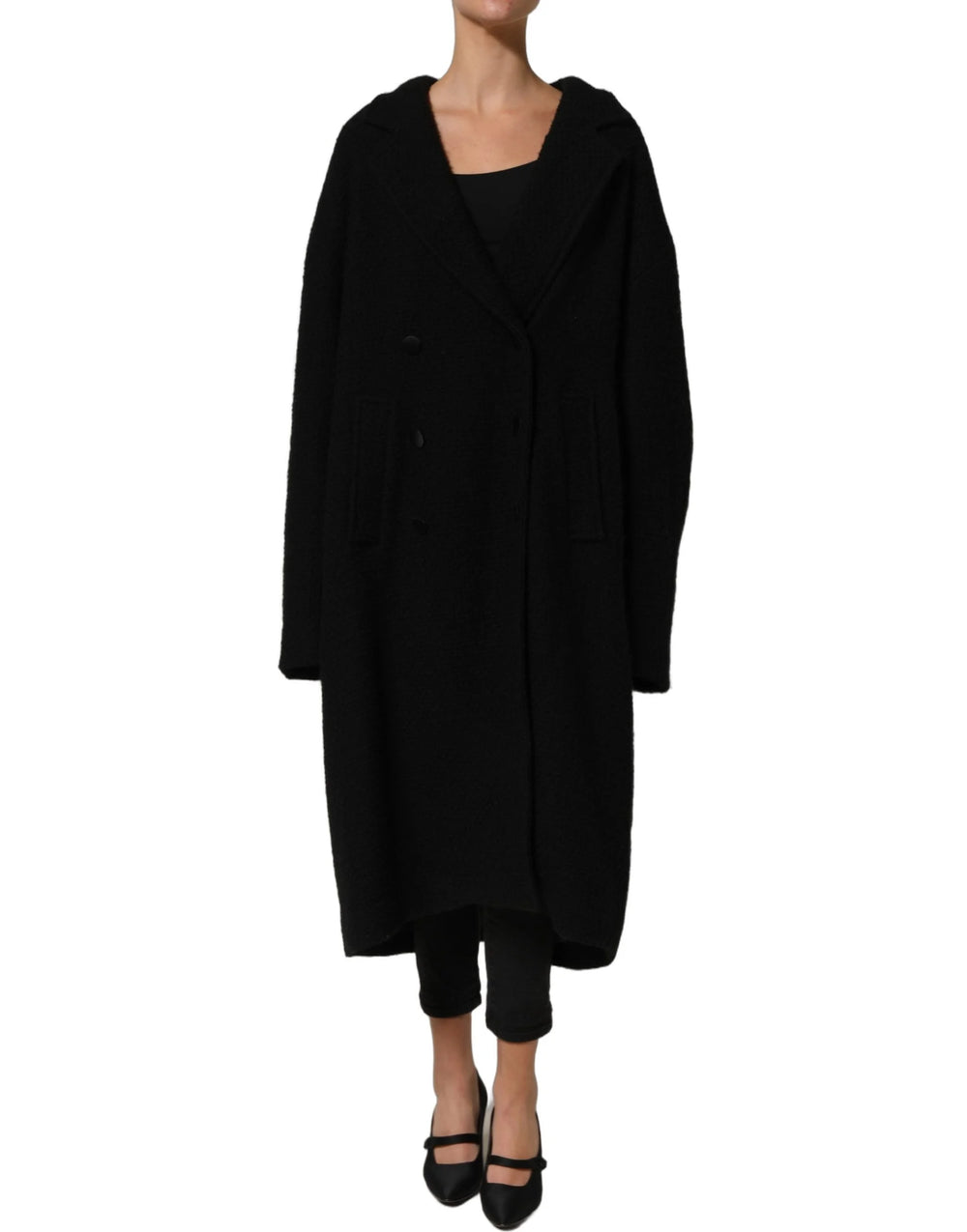 Dolce & Gabbana Black Double Breasted Men Trench Coat Jacket - IT40|S
