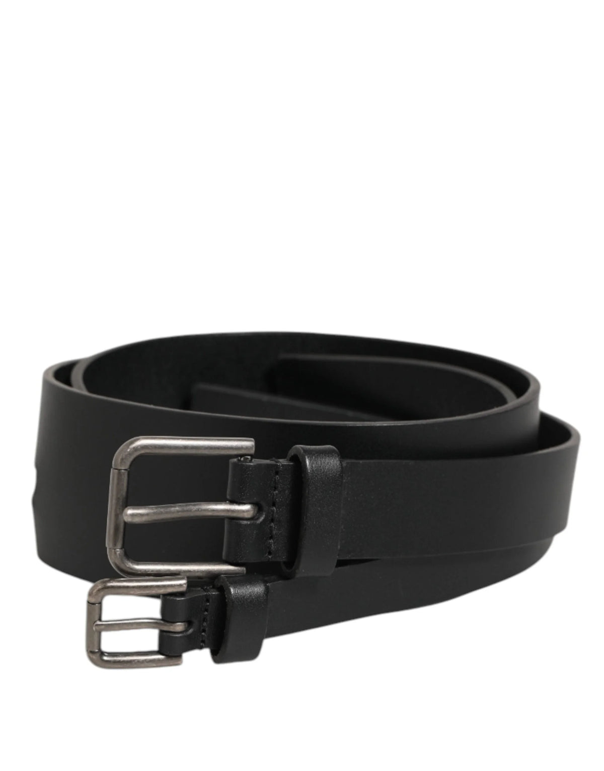 Dolce & Gabbana Black Double Strap Leather Buckle Men Belt - 90 cm / 36 Inches - Belts