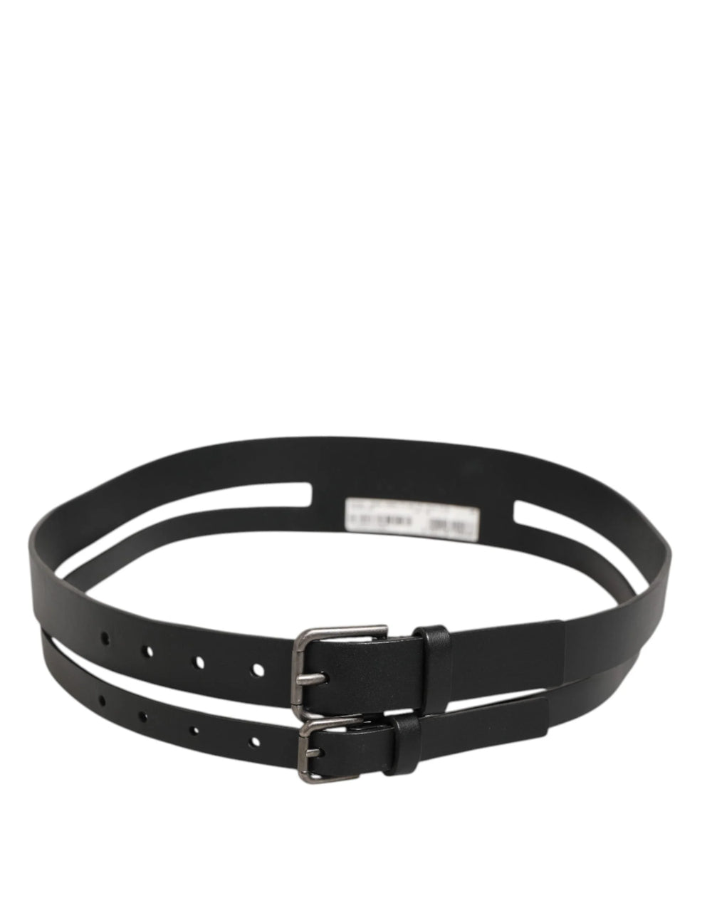 Dolce & Gabbana Black Double Strap Leather Buckle Men Belt - 90 cm / 36 Inches - Belts