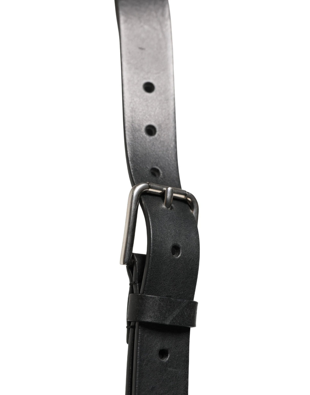 Cinturón de cuero con doble correa negra de Dolce & Gabbana con hebilla plateada - 140 cm / 56 pulgadas