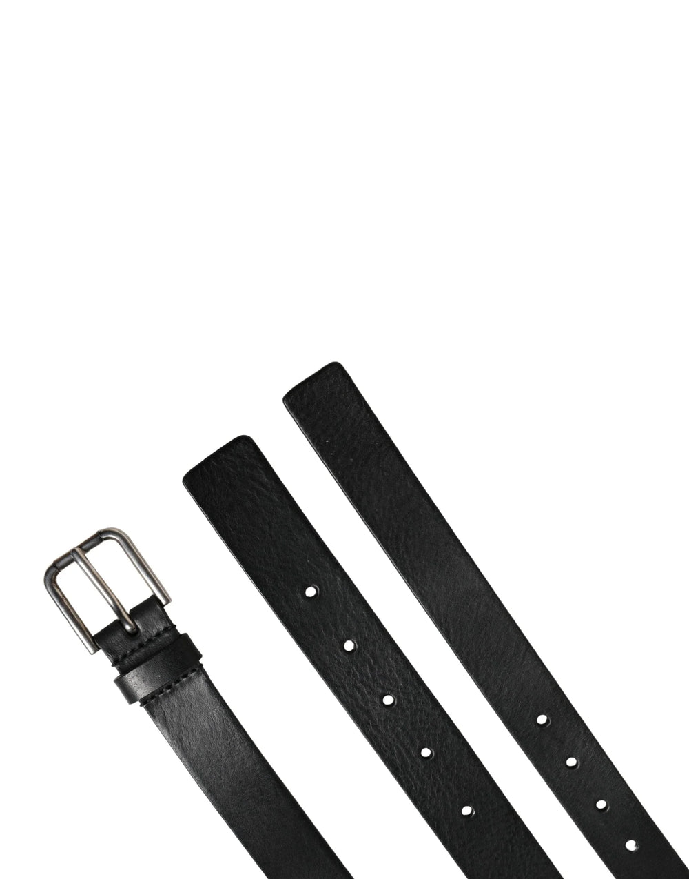 Cinturón de cuero con doble correa negra de Dolce & Gabbana con hebilla plateada - 140 cm / 56 pulgadas