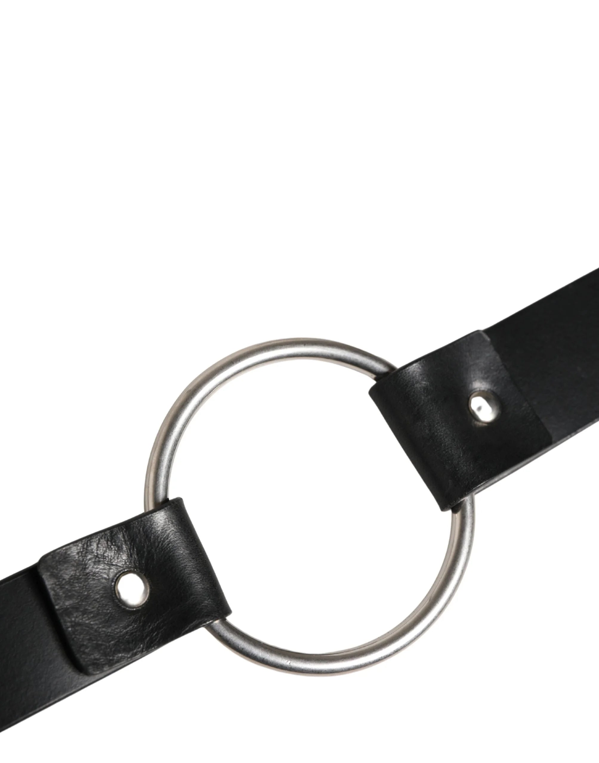 Cinturón de cuero con doble correa negra de Dolce & Gabbana con hebilla plateada - 140 cm / 56 pulgadas