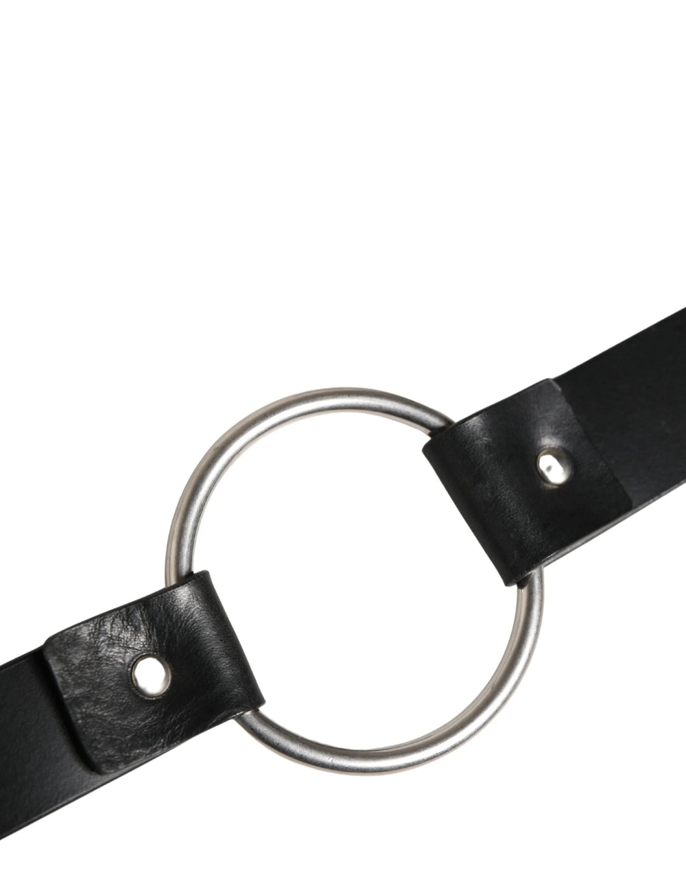 Cinturón de cuero con doble correa negra de Dolce & Gabbana con hebilla plateada - 140 cm / 56 pulgadas