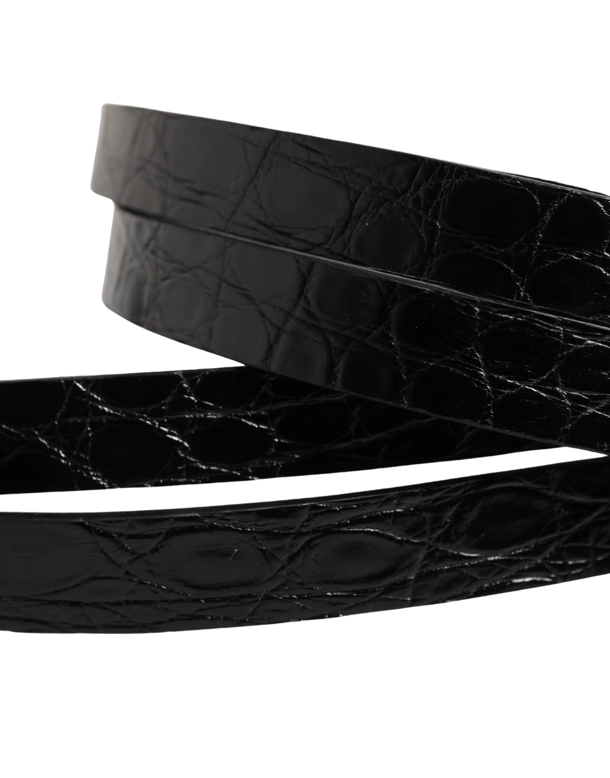 Dolce & Gabbana Black Double Strap Leather Silver Buckle Belt - 90 cm / 36 Inches