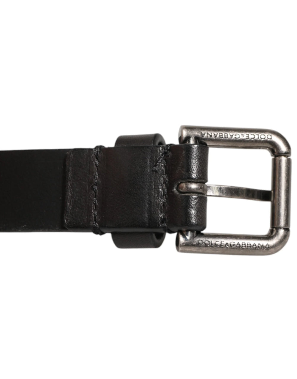 Dolce & Gabbana Black Double Strap Leather Silver Buckle Belt - 90 cm / 36 Inches - Belts