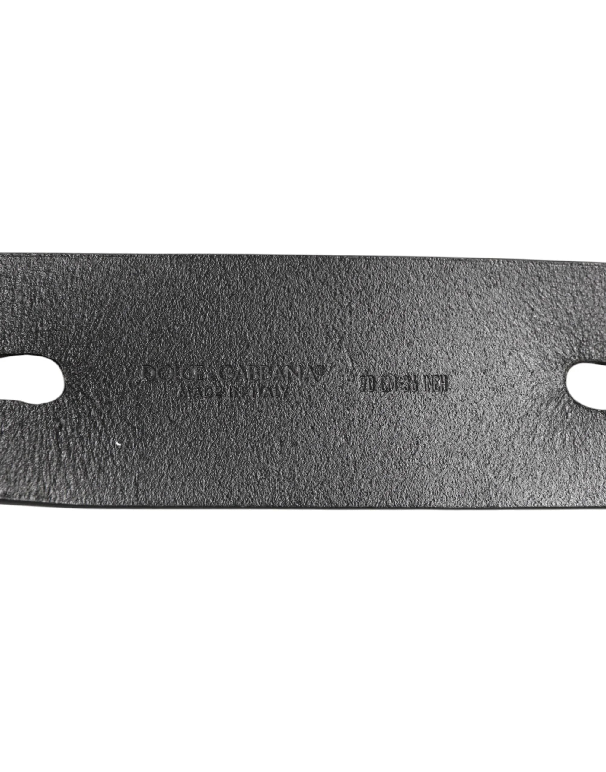 Dolce & Gabbana Black Double Strap Leather Silver Buckle Belt - 90 cm / 36 Inches - Belts