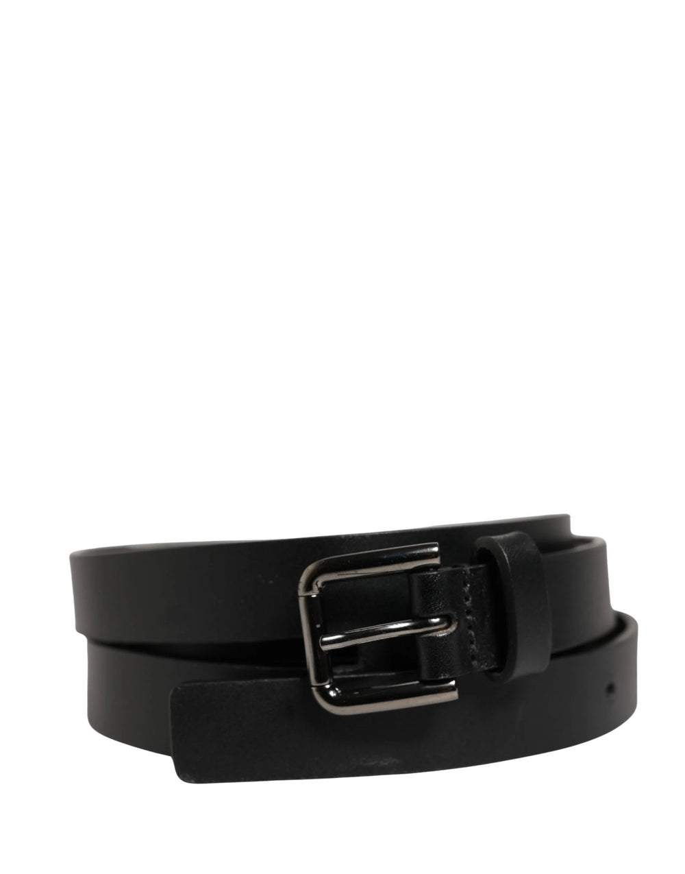 Dolce & Gabbana Black Double Strap Leather Silver Buckle Belt - 90 cm / 36 Inches