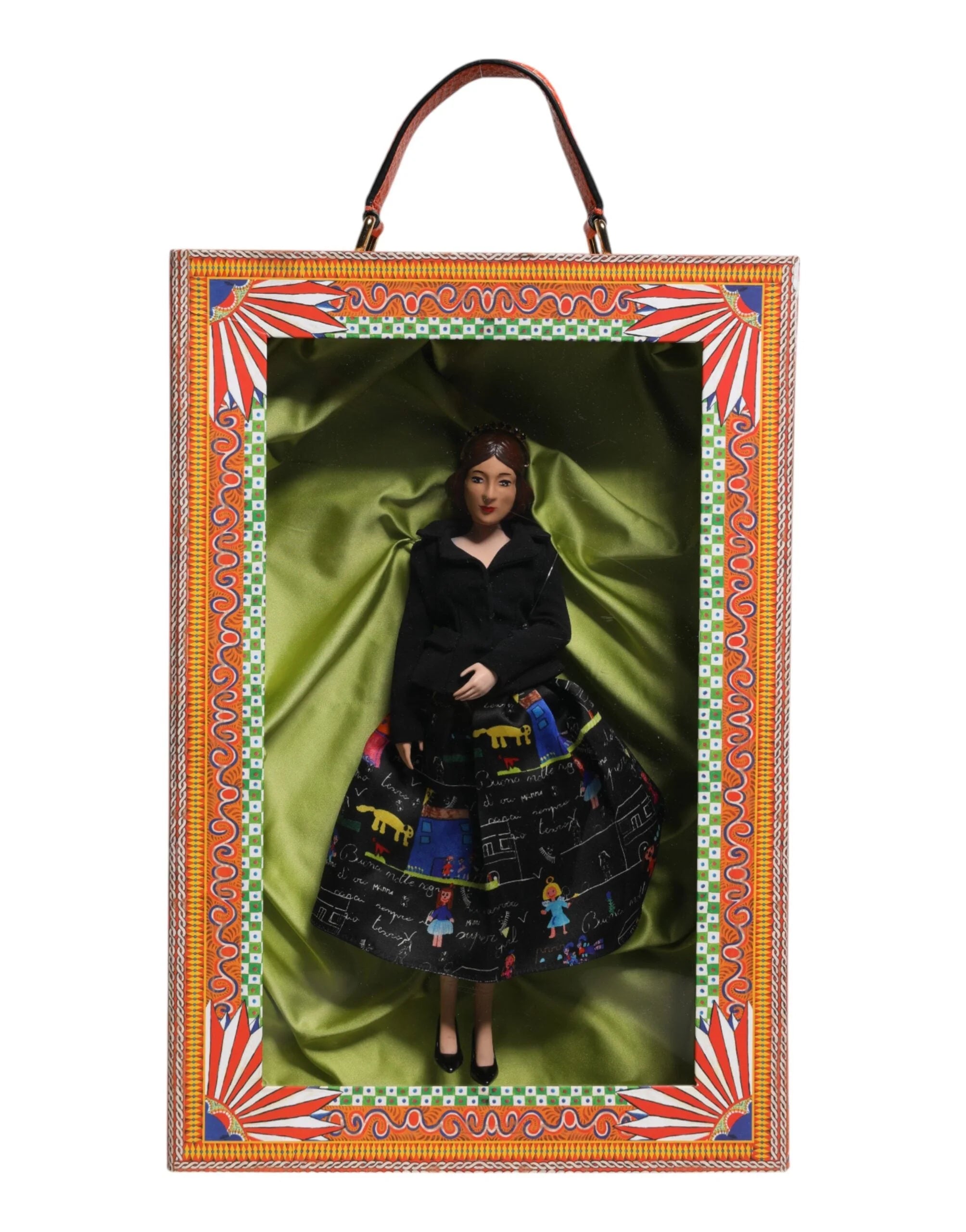 Dolce & Gabbana Black Dress Ceramic Porcelain Fashion Leather Sicily Dolls - Dollhouse Accessories