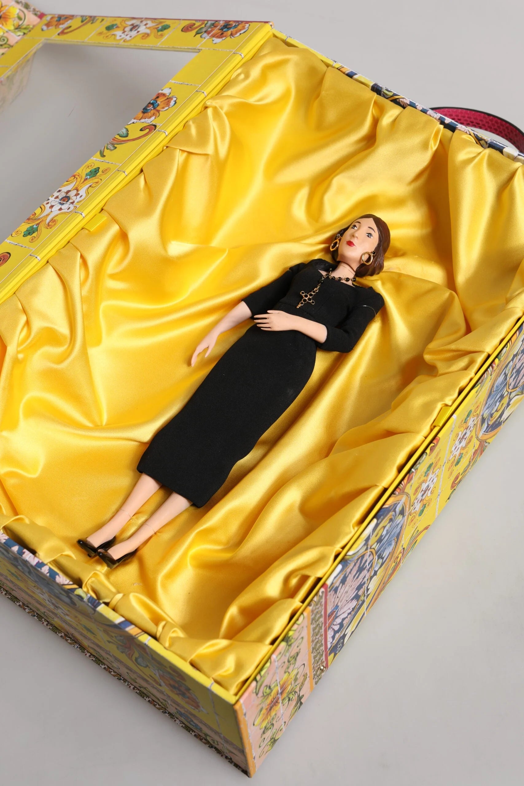 Dolce & Gabbana Black Dress Ceramic Porcelain Fashion Leather Sicily Dolls - Dollhouse Accessories