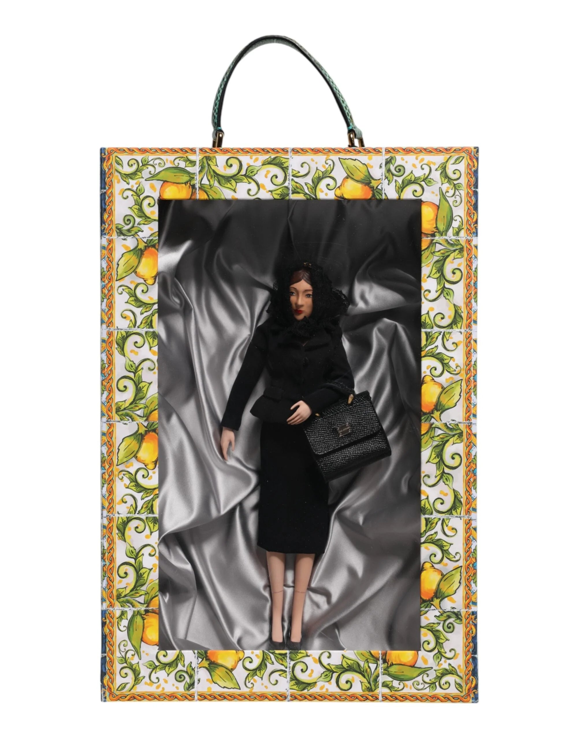 Dolce & Gabbana Black Dress Ceramic Porcelain Fashion Leather Sicily Dolls - Dollhouse Accessories