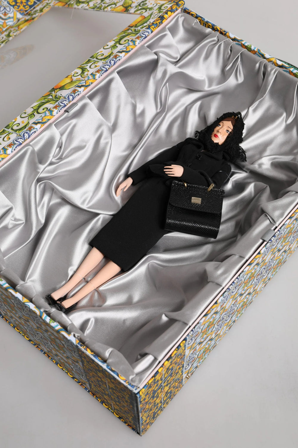 Dolce & Gabbana Black Dress Ceramic Porcelain Fashion Leather Sicily Dolls - Dollhouse Accessories