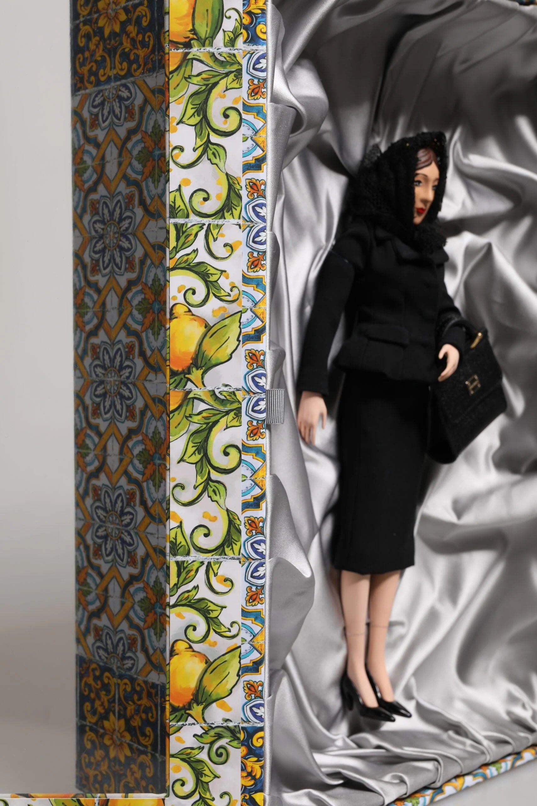 Dolce & Gabbana Black Dress Ceramic Porcelain Fashion Leather Sicily Dolls - Dollhouse Accessories