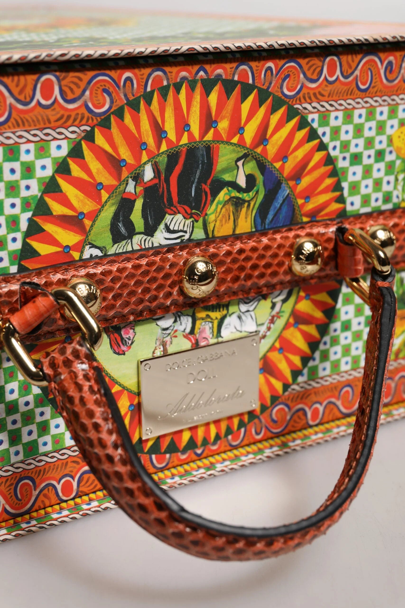 Dolce & Gabbana Black Dress Ceramic Porcelain Fashion Leather Sicily Dolls - Baguette Handbags