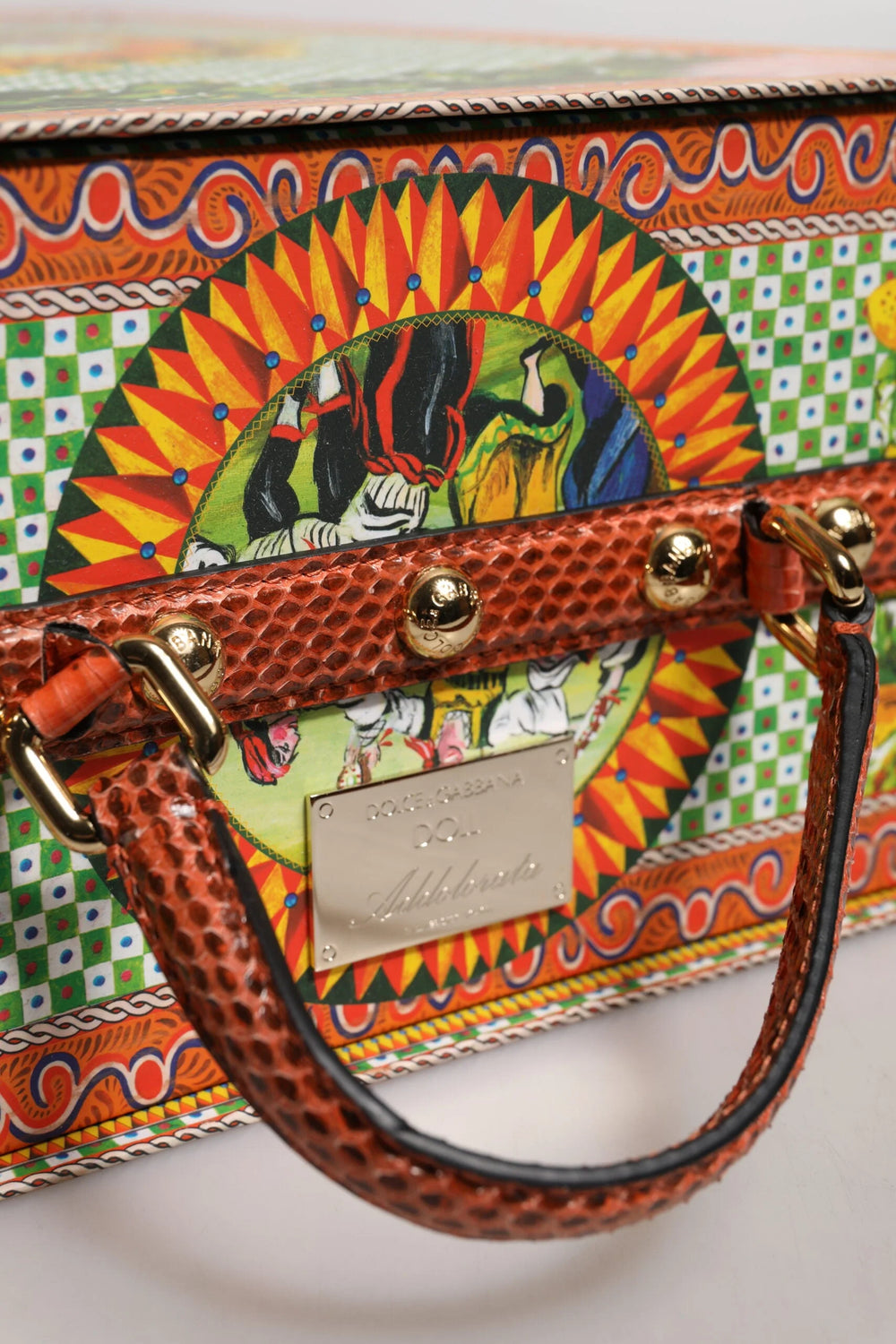 Dolce & Gabbana Black Dress Ceramic Porcelain Fashion Leather Sicily Dolls - Baguette Handbags