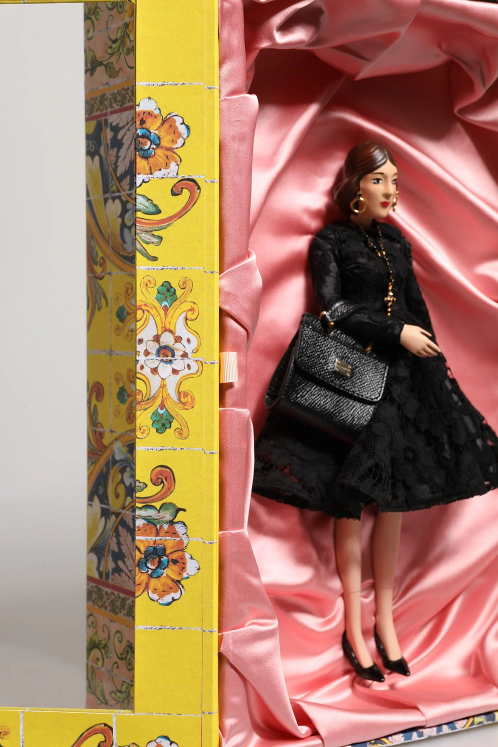 Dolce & Gabbana Black Dress Ceramic Porcelain Fashion Leather Sicily Dolls - Dollhouse Accessories