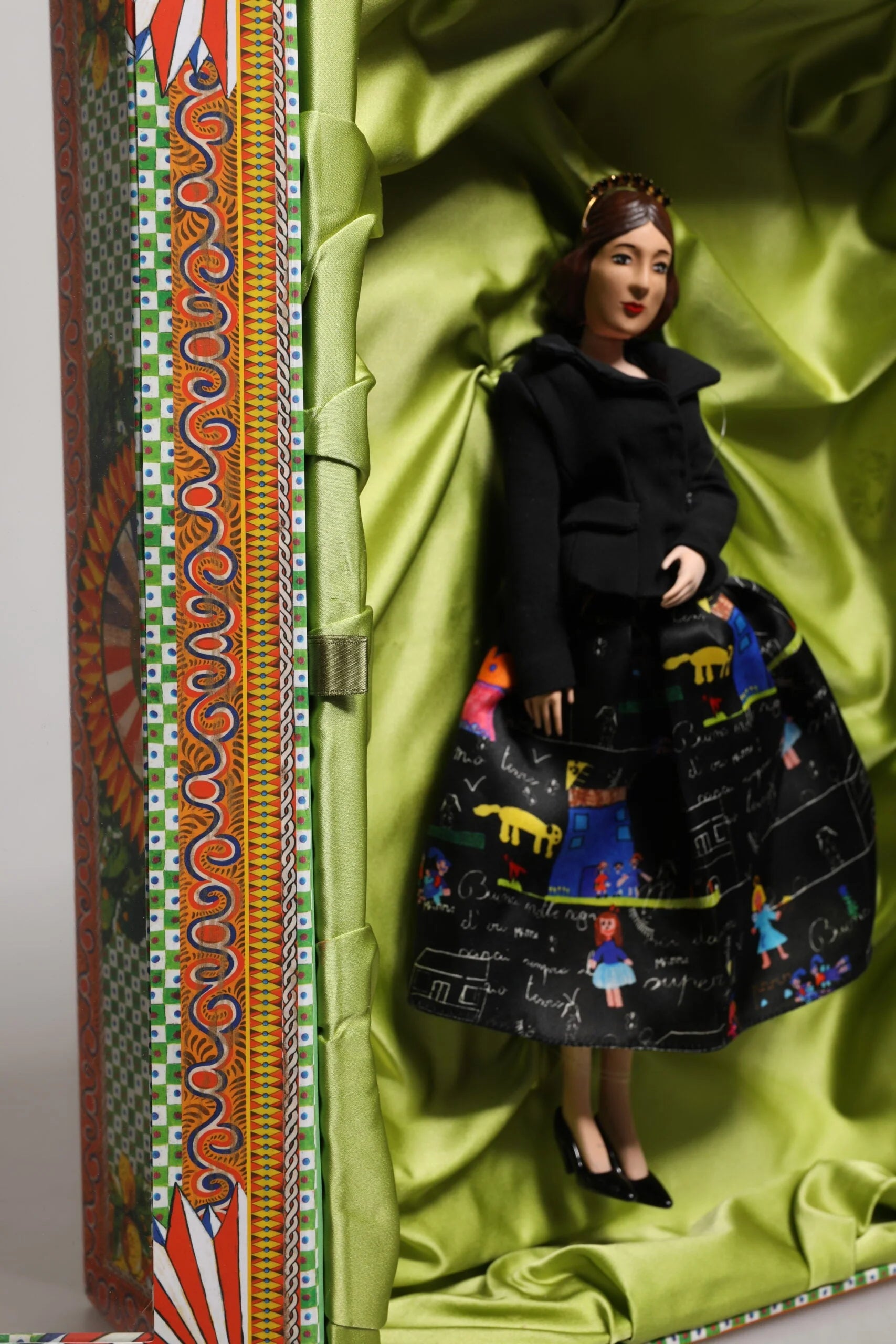 Dolce & Gabbana Black Dress Ceramic Porcelain Fashion Leather Sicily Dolls - Dollhouse Accessories