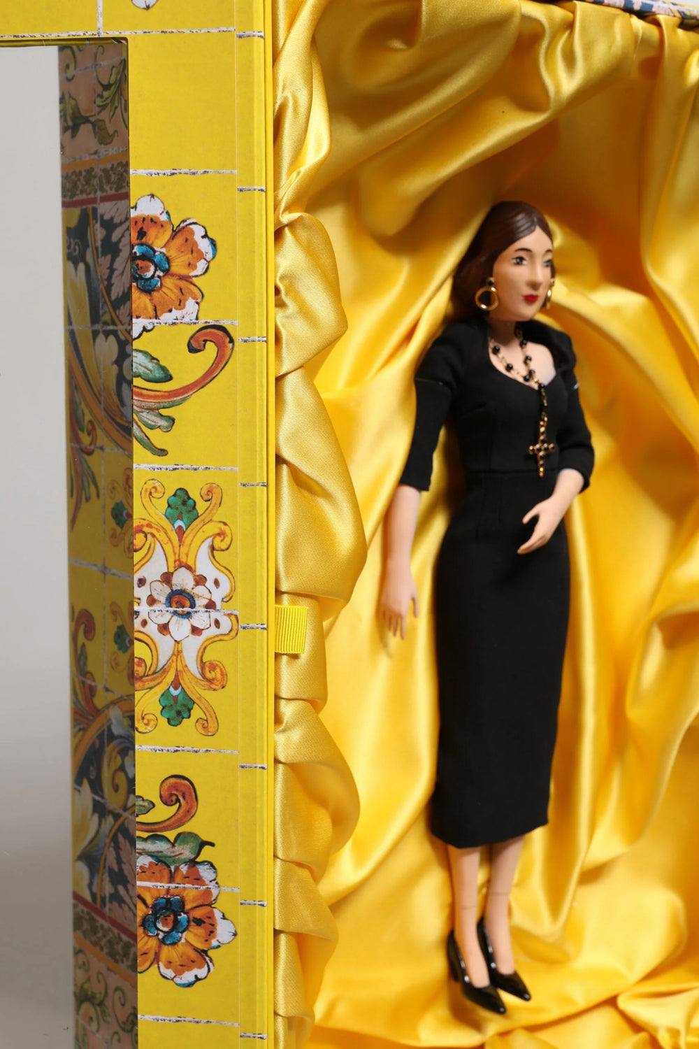 Dolce & Gabbana Black Dress Ceramic Porcelain Fashion Leather Sicily Dolls - Dollhouse Accessories