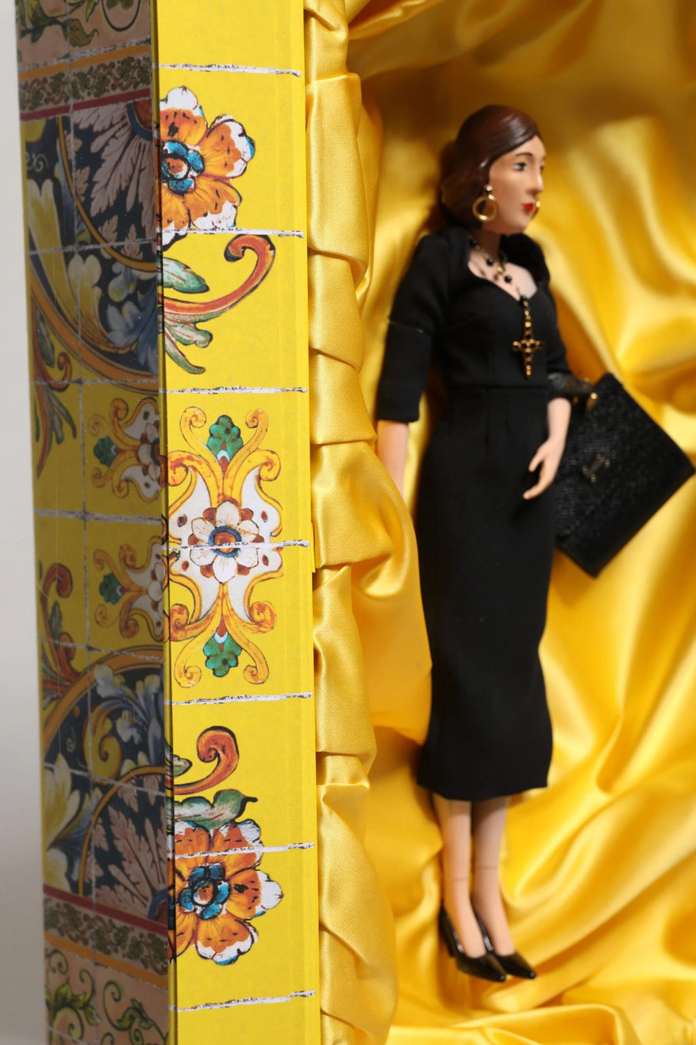 Dolce & Gabbana Black Dress Ceramic Porcelain Fashion Leather Sicily Dolls - Dollhouse Accessories