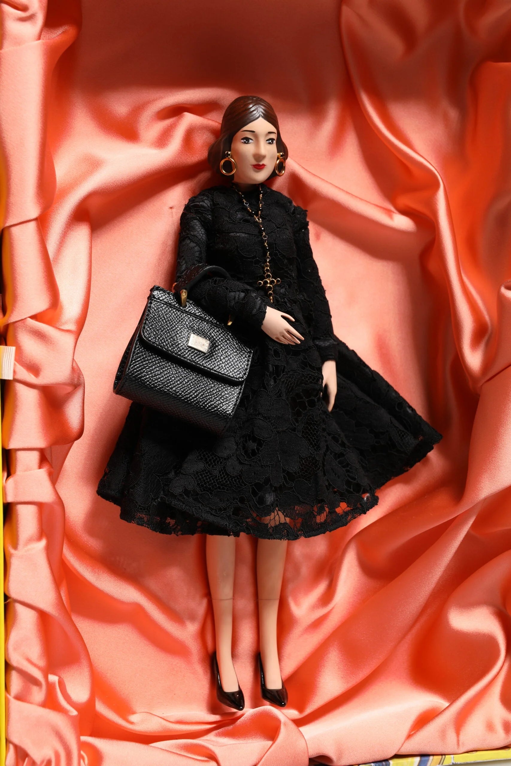 Dolce & Gabbana Black Dress Ceramic Porcelain Fashion Leather Sicily Dolls - Dollhouse Accessories