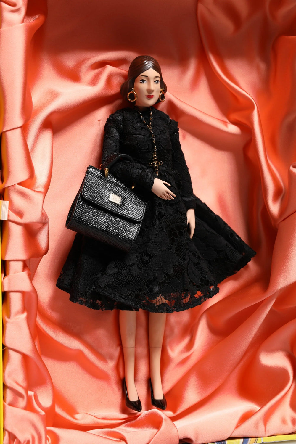 Dolce & Gabbana Black Dress Ceramic Porcelain Fashion Leather Sicily Dolls - Dollhouse Accessories