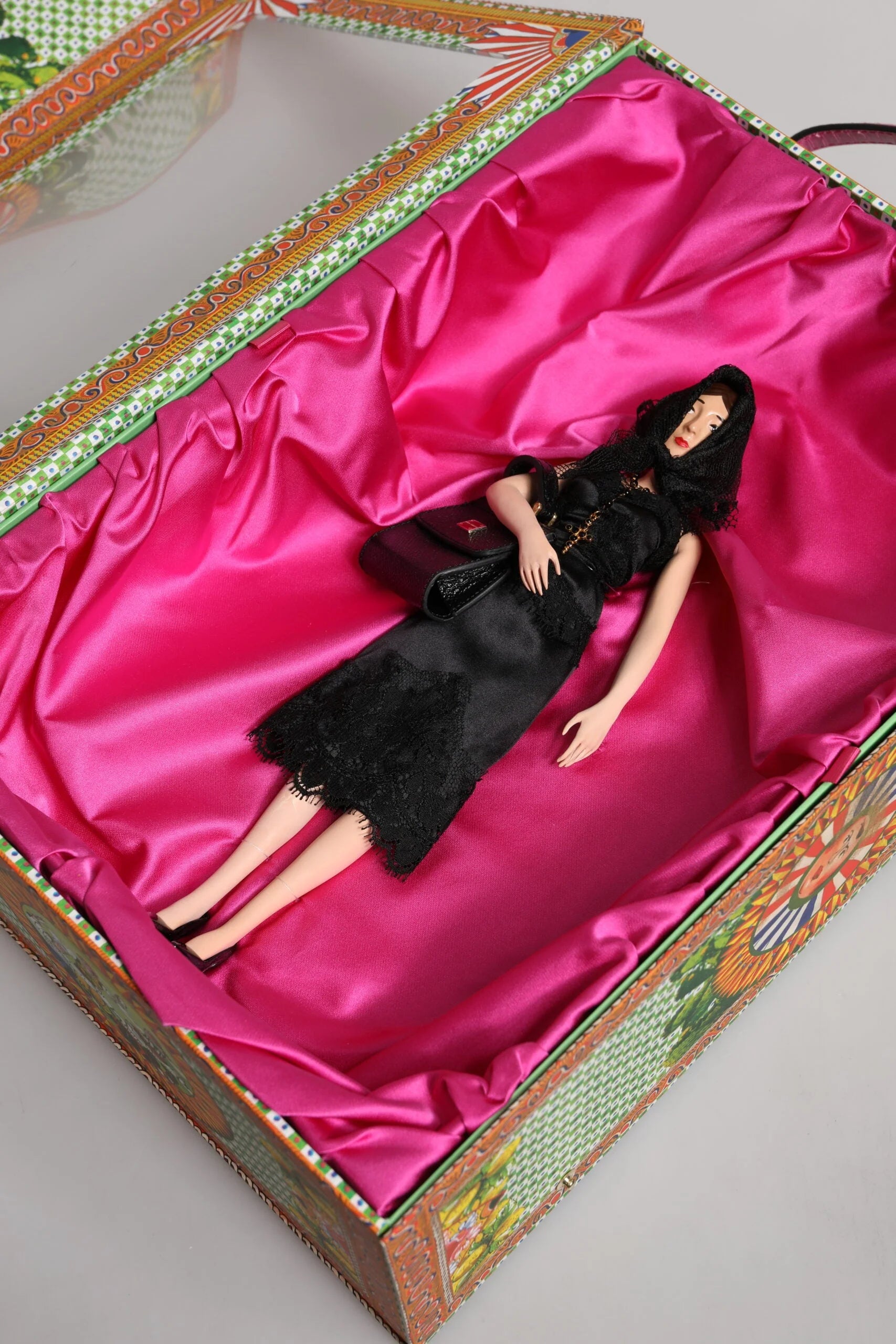 Dolce & Gabbana Black Dress Ceramic Porcelain Fashion Leather Sicily Dolls - Dresses