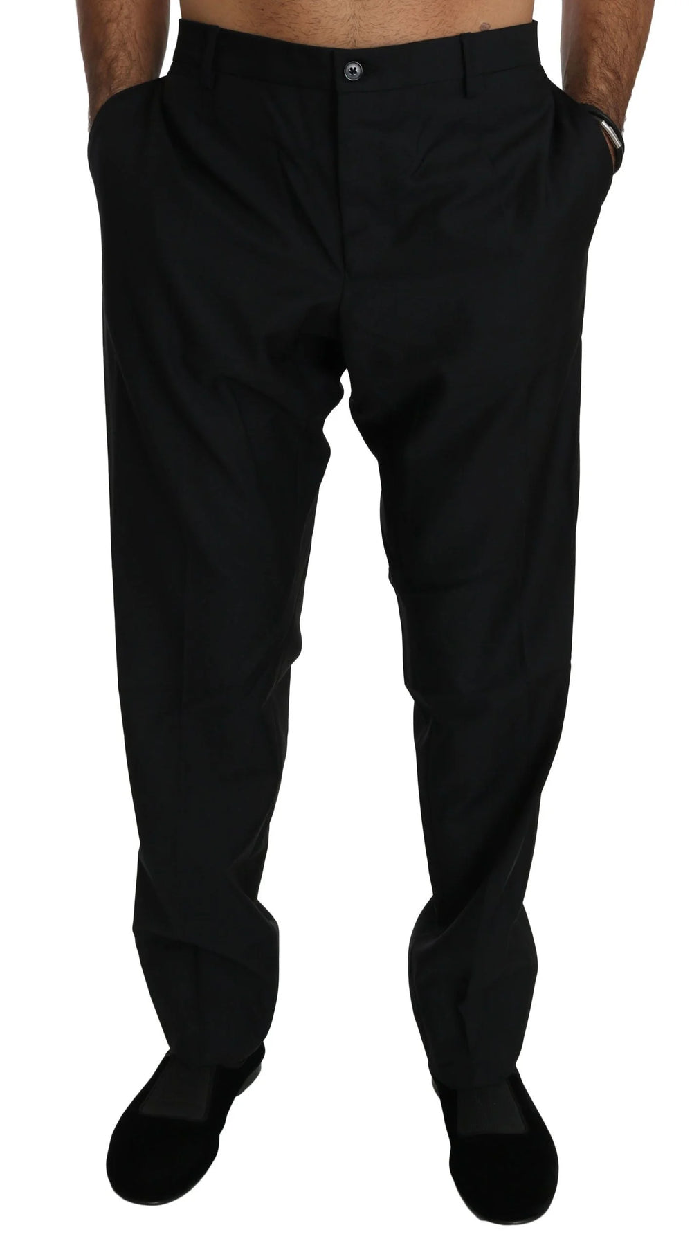 Dolce & Gabbana Black Dress Formal Trouser Men Wool Pants - IT56 | XXL - Trousers