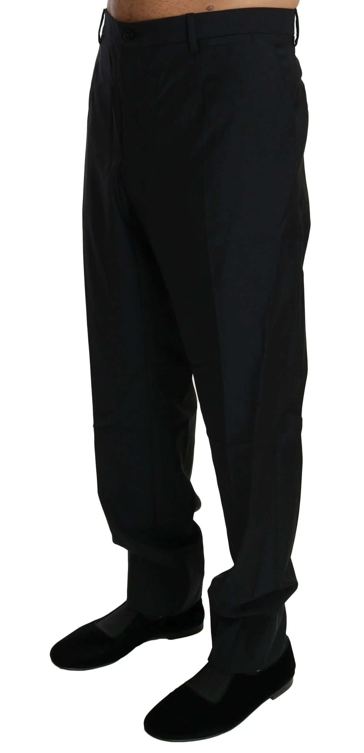 Dolce & Gabbana Black Dress Formal Trouser Men Wool Pants - IT56 | XXL - Trousers