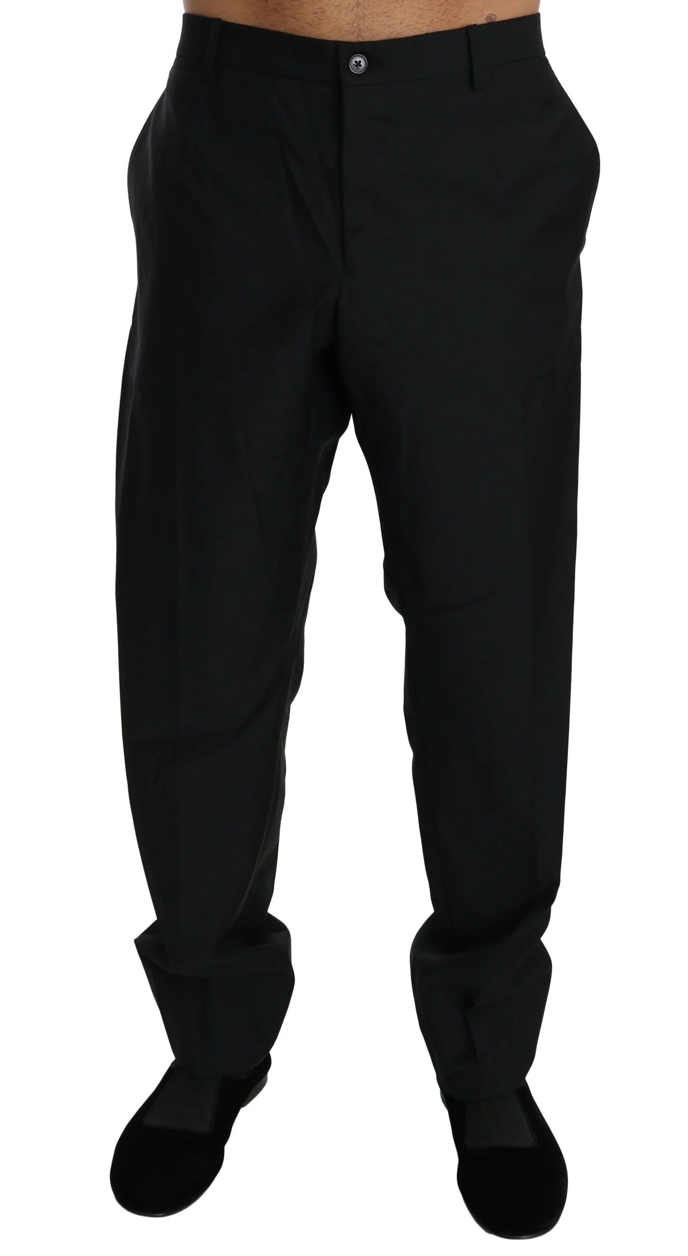 Dolce & Gabbana Black Dress Formal Trouser Men Wool Pants - IT56 | XXL - Trousers