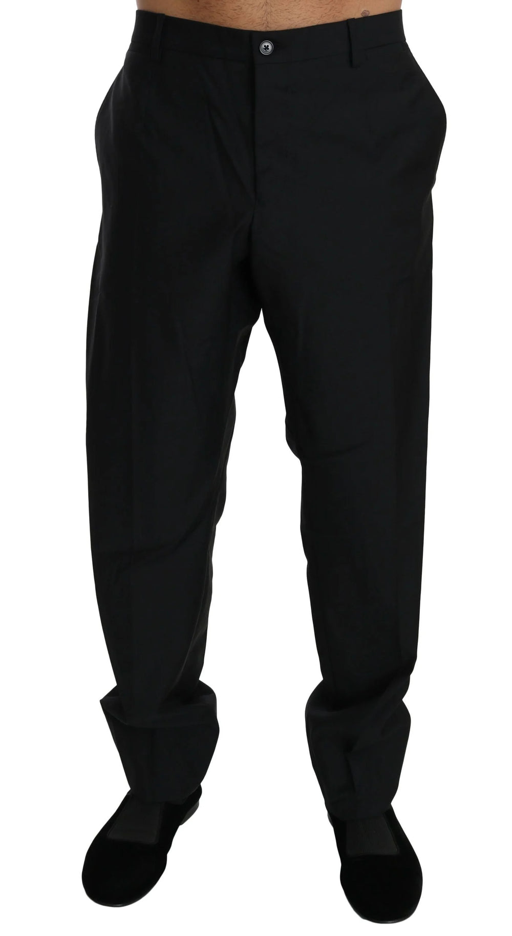 Dolce & Gabbana Black Dress Formal Trouser Men Wool Pants - IT56 | XXL - Trousers