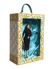 Dolce & Gabbana Zwarte Jurk MARIA Porselein Fashion Show Leer Sicily Dolls