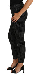 Dolce & Gabbana Black Dress Polka Dot Cropped Straight Pants - IT38|XS - Trousers