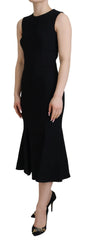 Dolce & Gabbana Black Dress Sheath Flare Viscose Dress - Dresses
