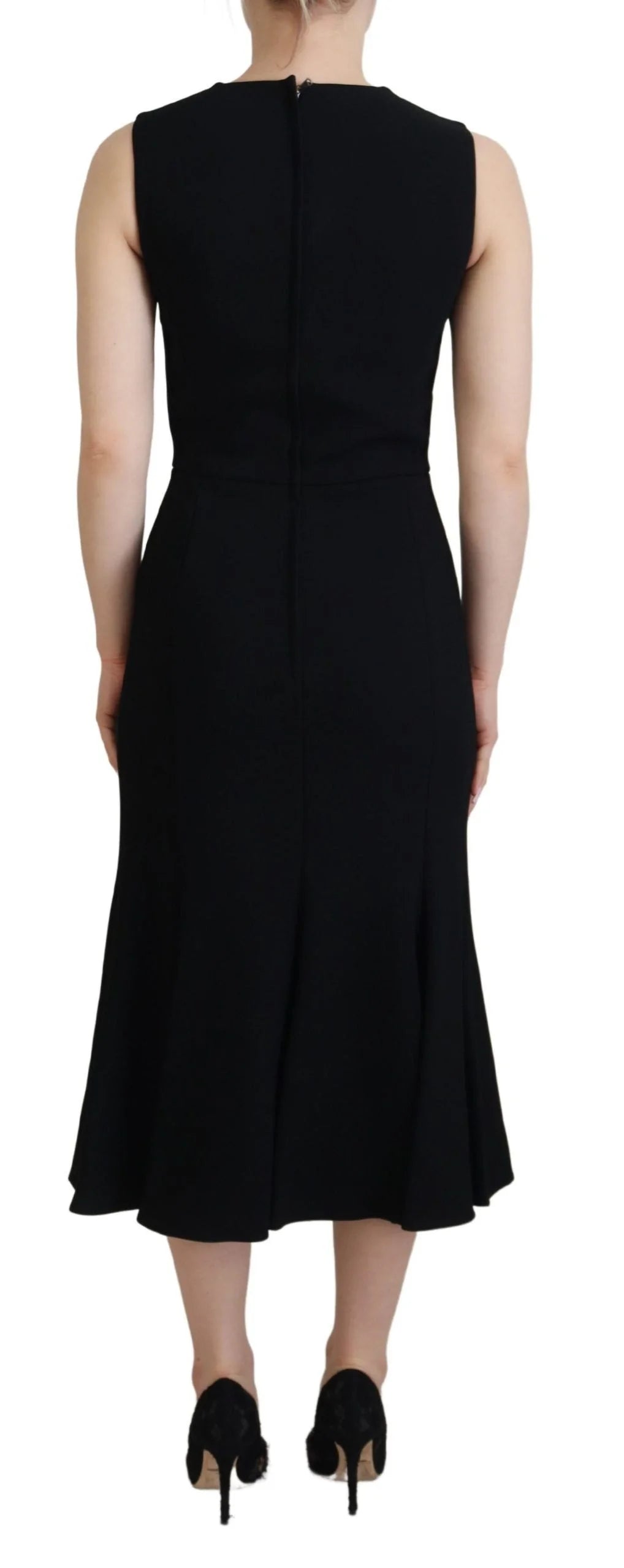 Dolce & Gabbana Black Dress Sheath Flare Viscose Dress - Dresses