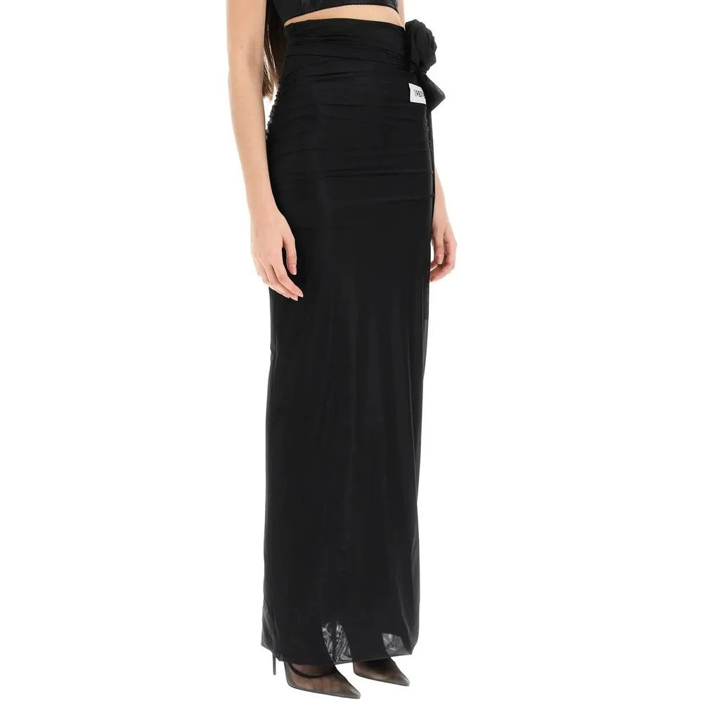 Dolce & Gabbana Black Elastane Long Skirt - 42