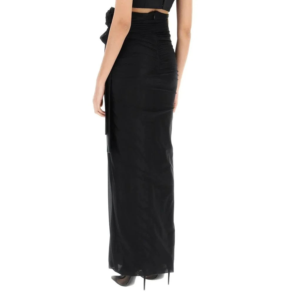 Dolce & Gabbana Black Elastane Long Skirt - 42