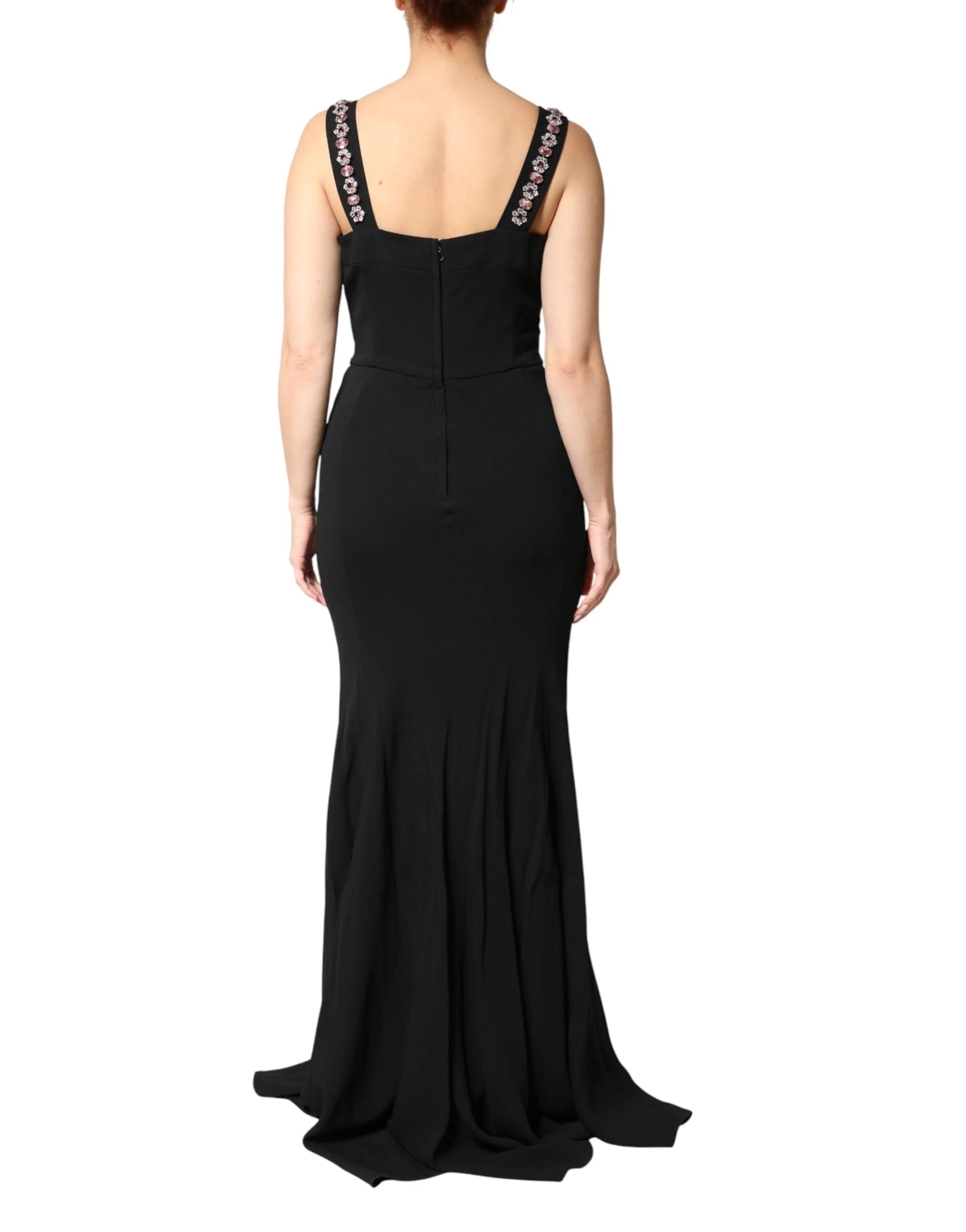 Dolce & Gabbana Black Embellished Bodycon Long Gown Dress - IT48|XXL