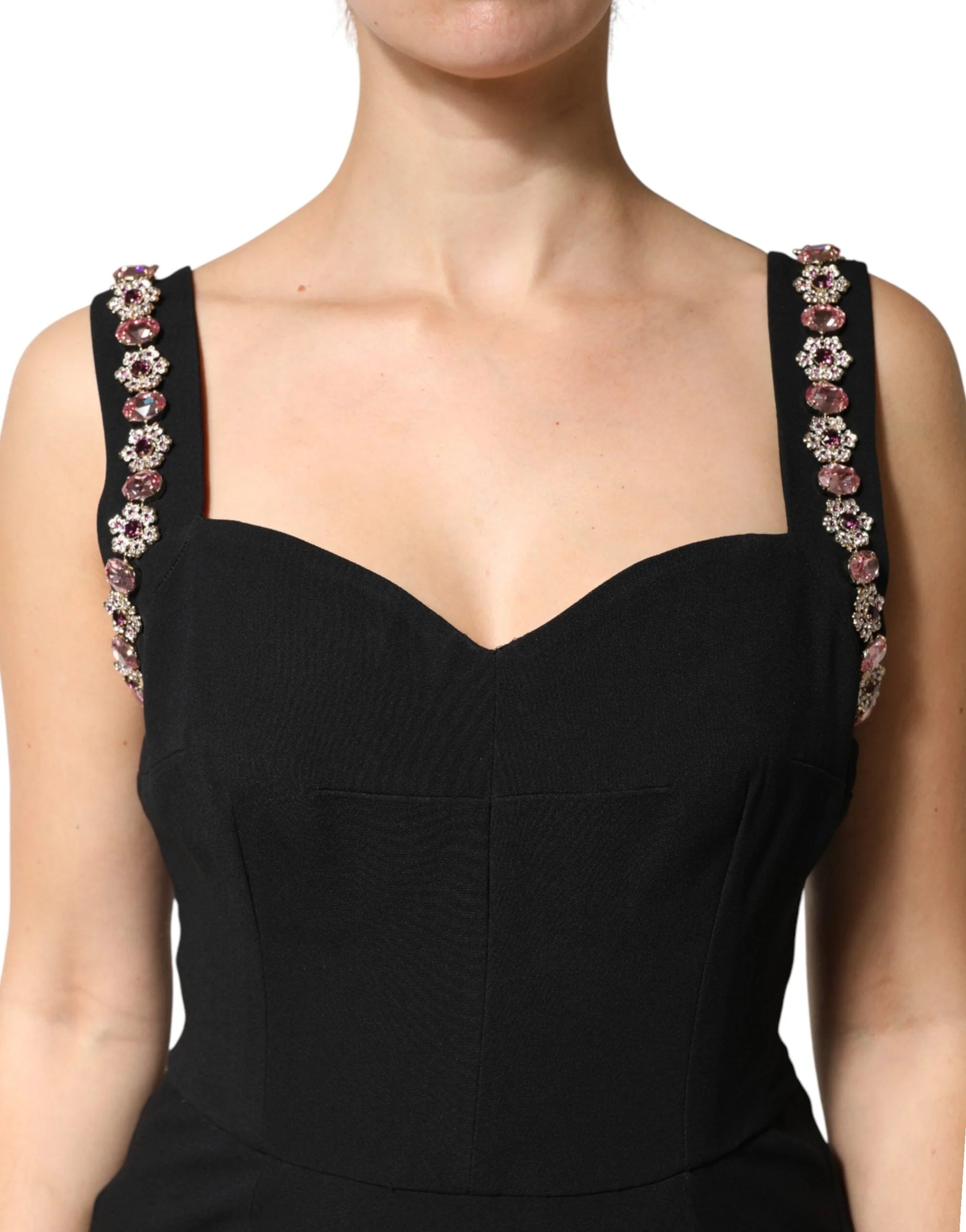 Dolce & Gabbana Black Embellished Bodycon Long Gown Dress - IT48|XXL