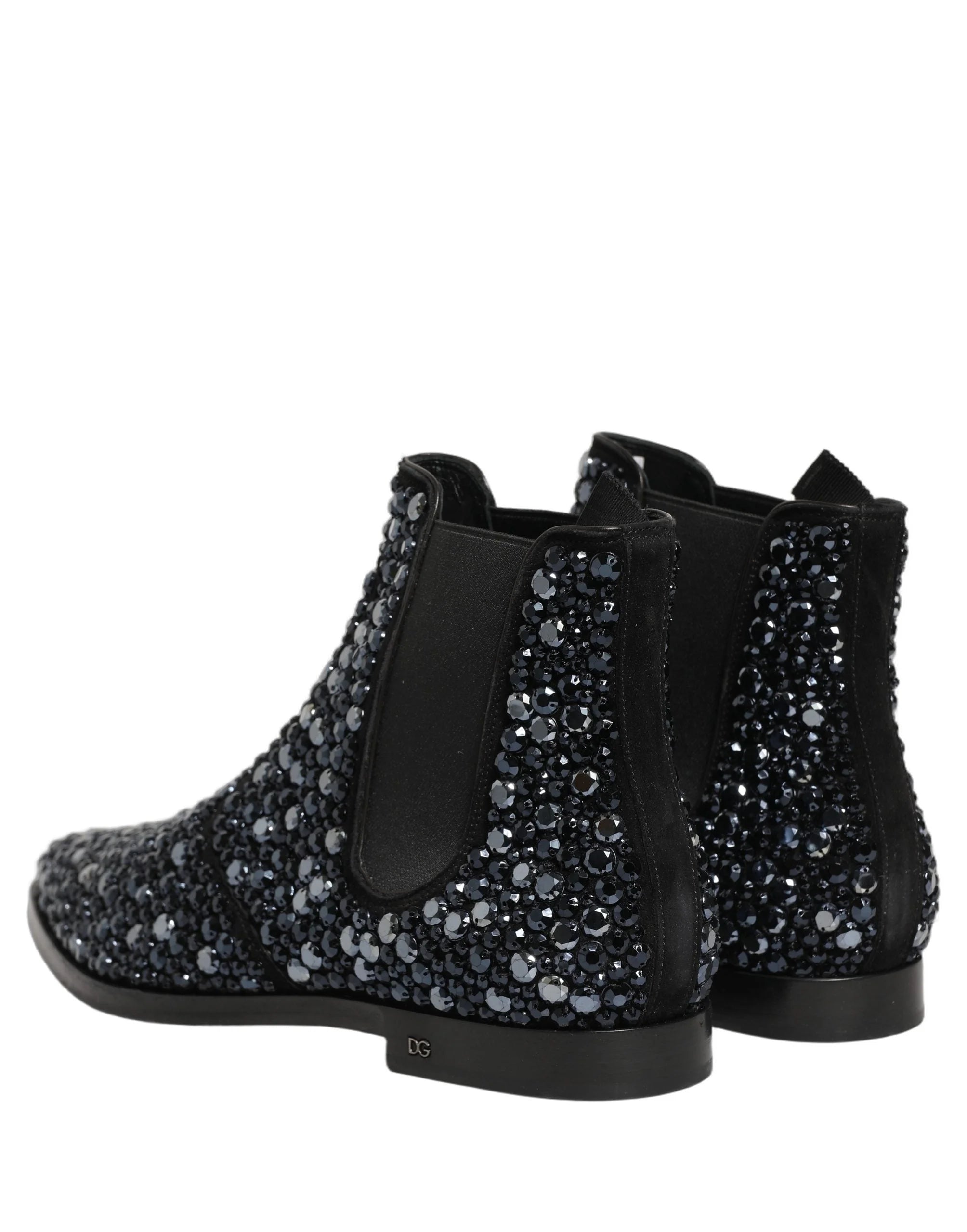 Dolce & Gabbana Black Embellished Chelsea Ankle Boots Shoes - EU45/US12