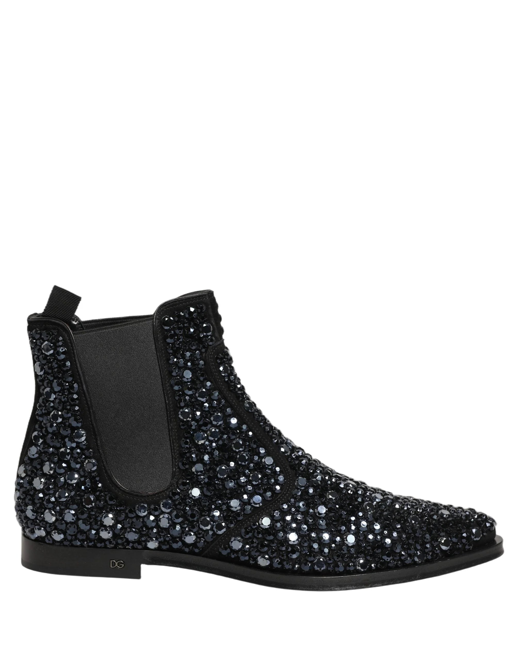 Dolce & Gabbana Black Embellished Chelsea Ankle Boots Shoes - EU45/US12