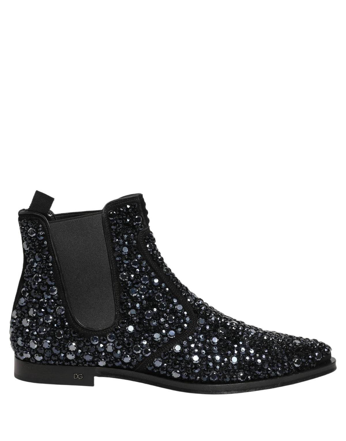 Dolce & Gabbana Black Embellished Chelsea Ankle Boots Shoes - EU45/US12