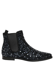 Dolce & Gabbana Black Embellished Chelsea Ankle Boots Shoes - EU45/US12